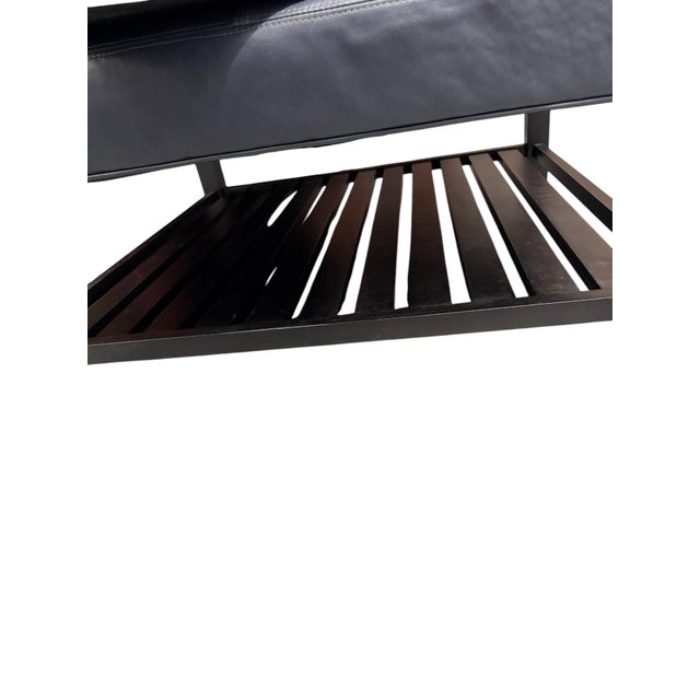 Slate Gray Arhaus Camden Collection Butler Leather Ottoman in Slate Showroom Sample For Sale - Image 8 of 11