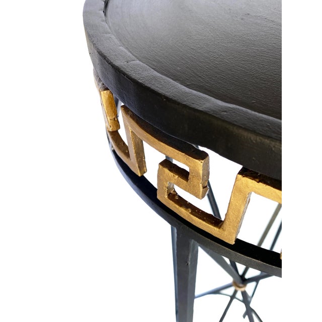 Early 20th Century Pair of Regency-Style Art-Deco Forged Iron Pedestals Stands With Greek Keys For Sale - Image 5 of 8