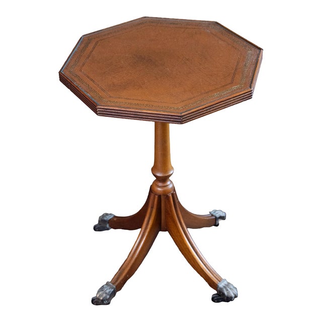 English Wine or Cocktail Table With Octagonal Leather Top (Two Available) For Sale