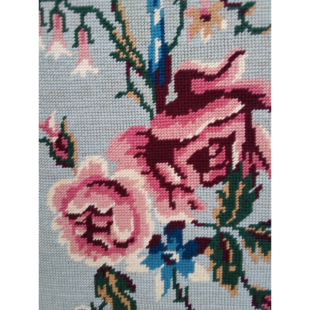 1950s Mid 20th Century Floral With Roses Framed Needlepoint For Sale - Image 5 of 14