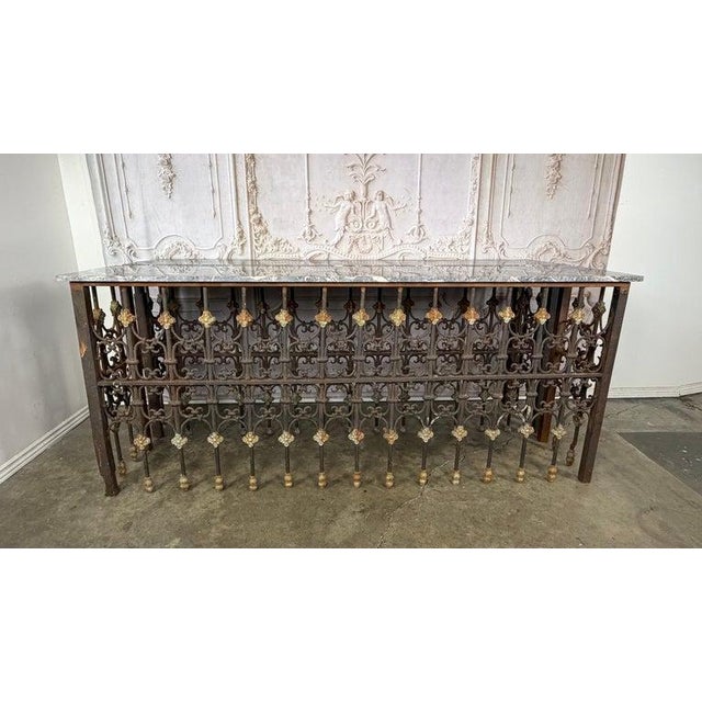 Pair of 19th Century Wrought Iron Consoles With Marble Tops For Sale - Image 11 of 18