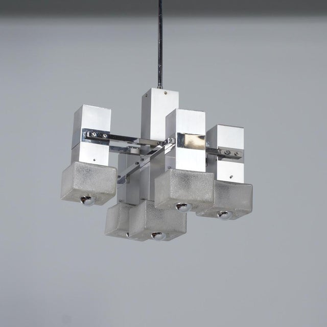 Metal Italian Cube Pendant by Gaetano Sciolari, 1970s For Sale - Image 7 of 11