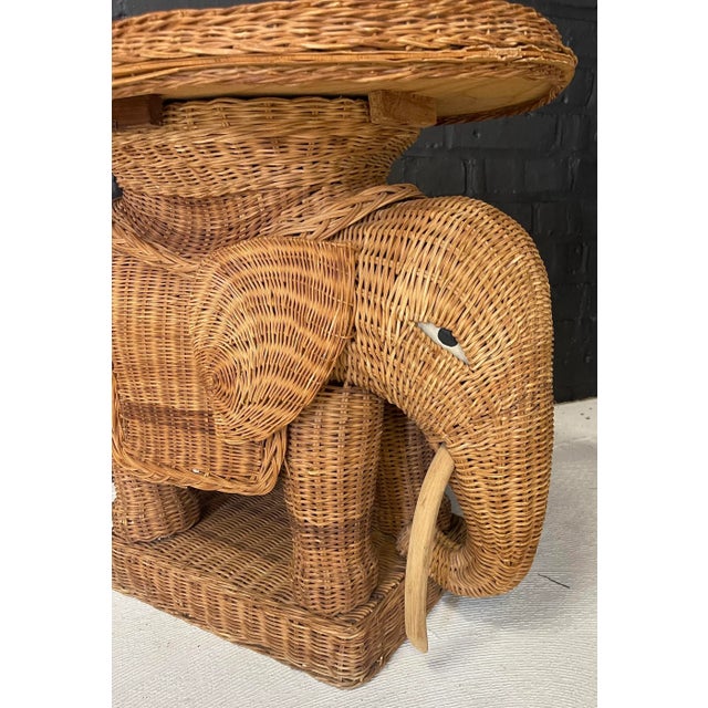 Rosenthal Netter 1960s Mid- Century Wicker Elephant Shaped Table With a Tray Top For Sale - Image 4 of 7