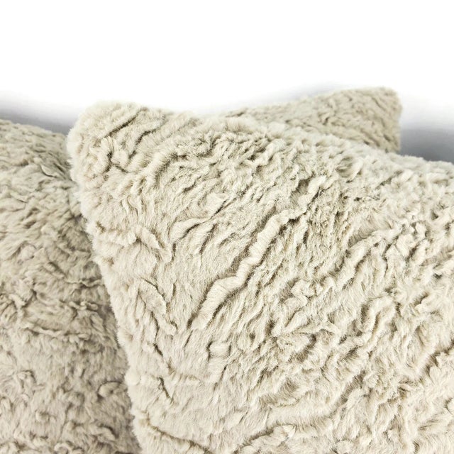Contemporary Solid Gray Faux Fur Pillow Cover For Sale - Image 3 of 7