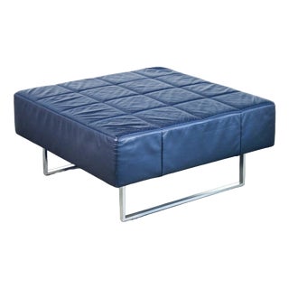 Ottoman in Black Leather and Metal from Poltrona Frau, 1990s For Sale