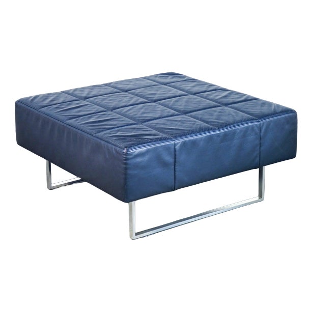 Ottoman in Black Leather and Metal from Poltrona Frau, 1990s For Sale