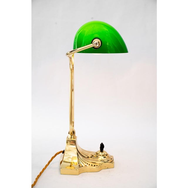 Metal Banker's Swivel Table Lamp with Green Glass Shade, Vienna, Austria, 1920s For Sale - Image 7 of 18