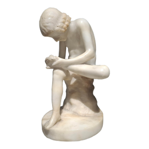 19thc Hellenistic Grand Tour Italian Carved Marble Figure "Spinario" Boy With Thorn