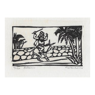 1966 Irwin Rosenhouse Balaam and Donkey Woodcut For Sale