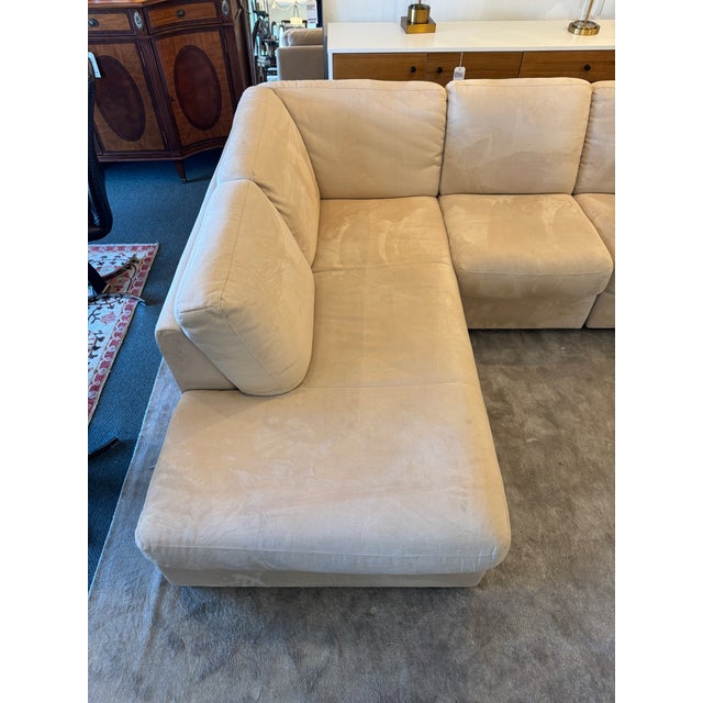 Italsofa 3 Pieces Microsuede Cream Sectional For Sale - Image 11 of 14