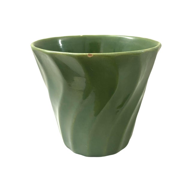 Bauer Vintage Mid Century Modern Ceramic Bauer Swirl Green Planter, 1950s Los Angeles For Sale - Image 4 of 10