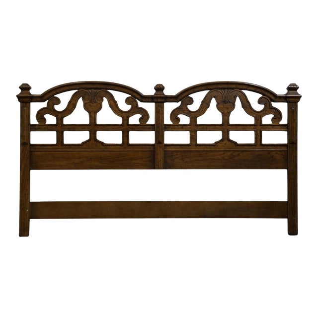 Drexel Heritage Bishopsgate Collection English Tudor Style King Size Headboard 120-511-2 For Sale
