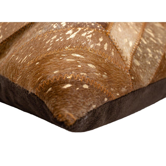 Pair of Canvello Genuine Cowhide Leather Decorative Throw Pillows With Feather Down Insert Included For Sale In San Francisco - Image 6 of 9