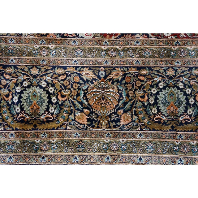 Vintage Indian Silk Handwoven Geometric Floral Medallion Area Rug Carpet 9 X 13' For Sale - Image 6 of 14