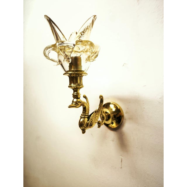 1970s Swan Wall Lamp with Murano Glass, 1970s For Sale - Image 5 of 13