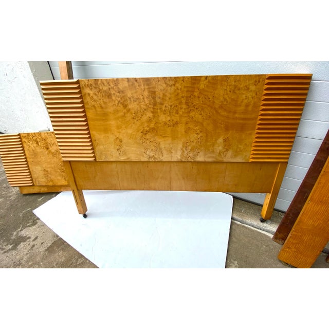 1930s Art Deco Bedframe in Maple Burwood - Headboard, Footboard, Sideboards and Slats For Sale - Image 9 of 11