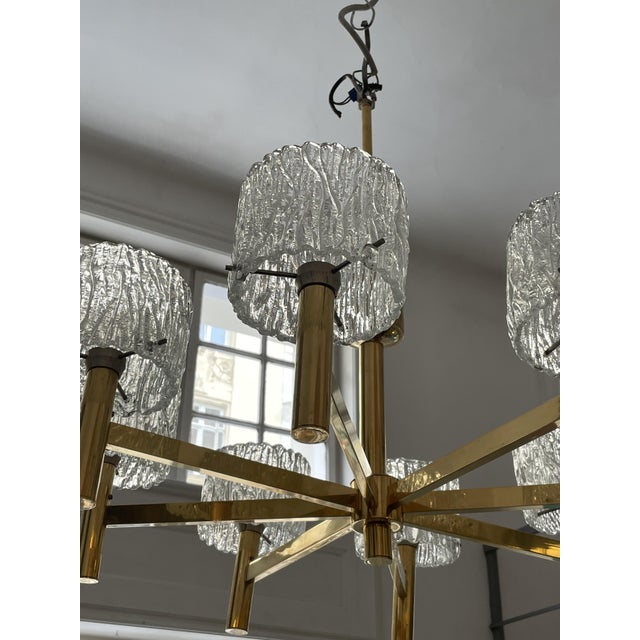 Metal Mid-Century Pendant Lamp with 8 Glass Shades For Sale - Image 7 of 8
