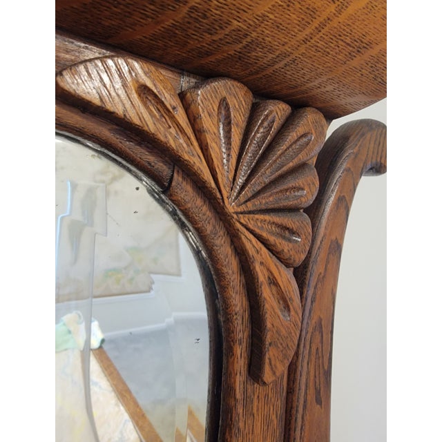 Antique Quarter-Sawn Tiger Oak Dresser With Original Beveled Mirror, C. 1900–1915 For Sale - Image 14 of 18