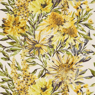 Harlequin Floreale Fabric in Maize/Mustard/Sage For Sale