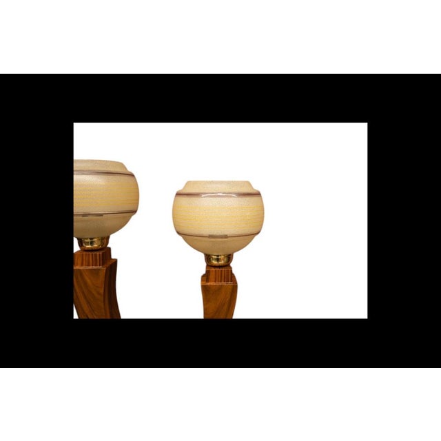 Mid-Century Wood, Metal, and Glass Table Lamps, 1950s, Set of 2 For Sale - Image 3 of 8