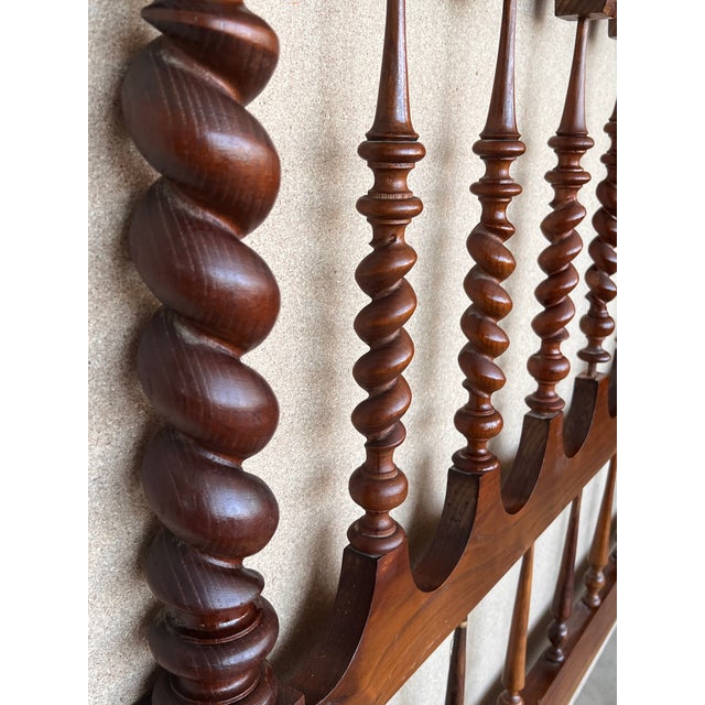 Brown 19th Century, Baroque Queen Bed, Original Four Turned Poster Spanish Bed For Sale - Image 8 of 11