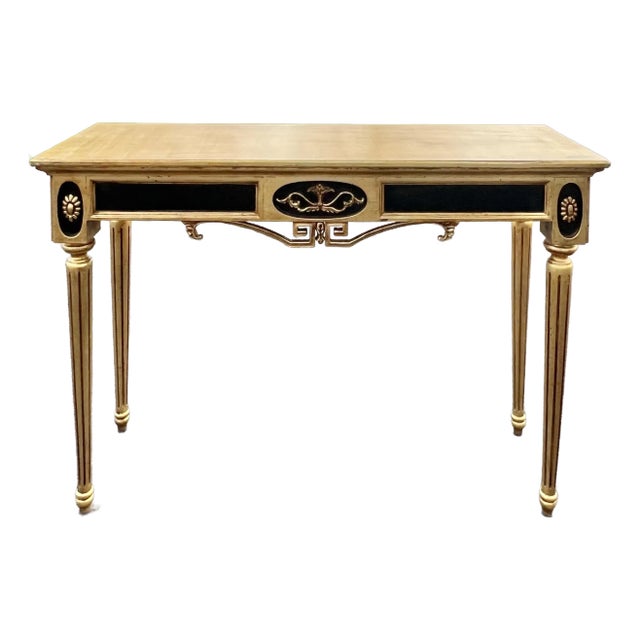 La Barge Carved Gold Leaf and Ebonized Console Table For Sale