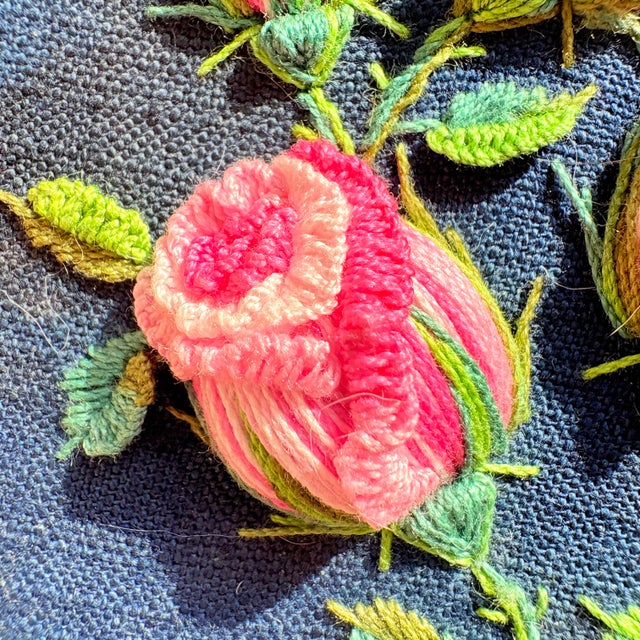 3d Rose Stumpwork Embroidery Art, Framed Botanical Sculpture, Handmade Floral Wall Decor For Sale - Image 10 of 11
