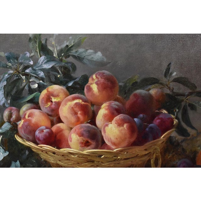 Gustave Émile Couder, Still Life with Fruit, Peaches and Plums, Oil on Canvas, 1894, Framed For Sale - Image 3 of 11