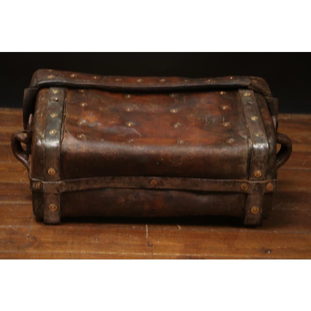 Thick Brown Leather Trunk, 1890s For Sale - Image 4 of 9