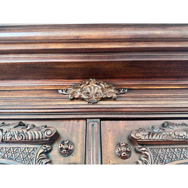 Monumental French Classical Carved Wood Curio China Cabinet For Sale - Image 10 of 10