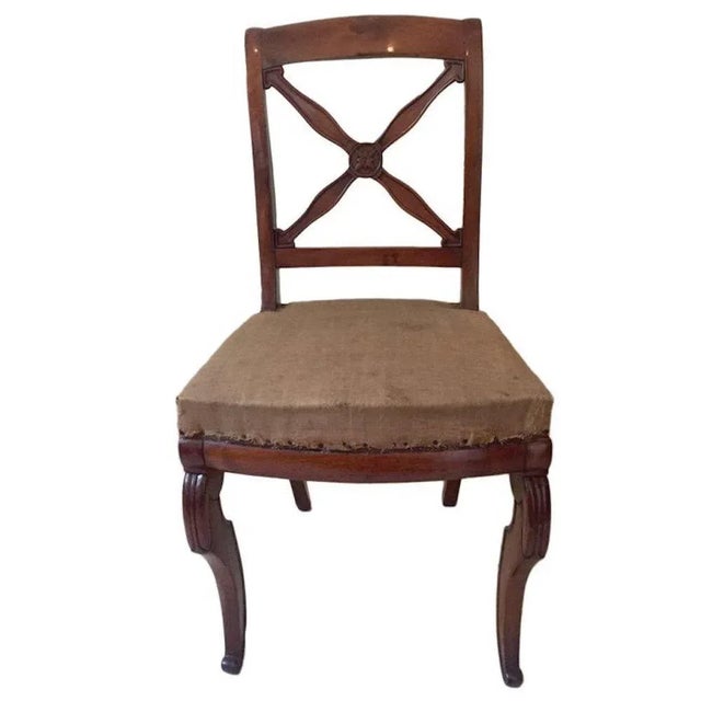 Antique French Empire Walnut Chairs, 1820s, Set of 5 For Sale - Image 9 of 9