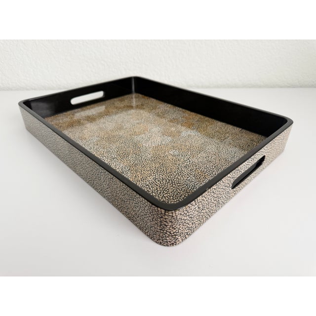 Late 20th Century Eggshell Lacquer Jean Dunand Style Tray For Sale - Image 5 of 12