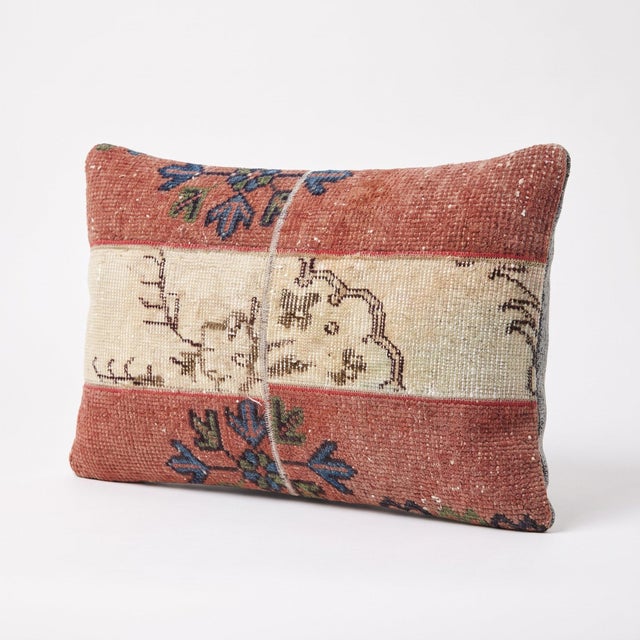 Mid-Century Modern Patchwork Oushak Rug Pillow Cover 16'' X 24'' For Sale - Image 3 of 4