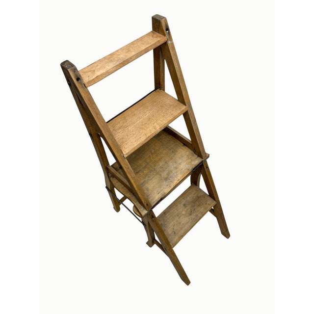 Metamorphic Wooden Folding Library Stepladder, 1890s For Sale - Image 14 of 17