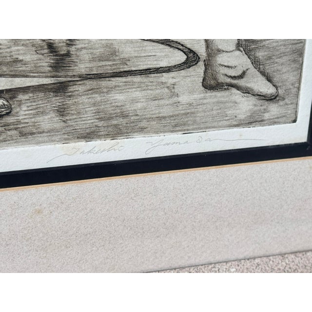 Vintage Michigan Wolverine Basketball 1987 Takeshi Yamada Framed Intaglio Print For Sale - Image 10 of 11