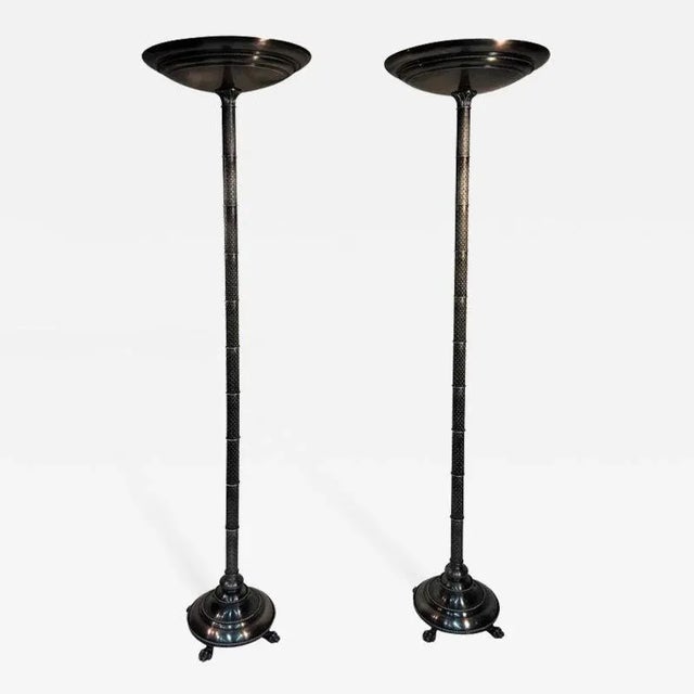 Bronze Art Deco Revival Torchieres - a Pair For Sale - Image 8 of 8