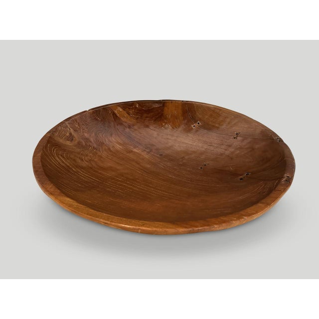 2010s Andrianna Shamaris Monumental Sculptural Rare Teak Wood Bowl For Sale - Image 5 of 18