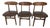 Vintage Wooden Dining Chairs with Brown Leather Seats, 1970s, Set of 3 For Sale