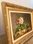 Mid-century French still life oil painting featuring a delicate pink rose, ripe pears, and rich, earthy tones. Set in an...