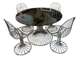 Chrome-Plated Steel Table and Chairs by Gastone Rinaldi for Rima, Set of 5