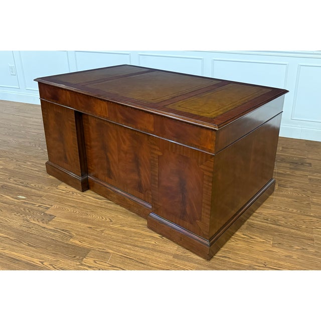 Traditional 60 Inch Mahogany Executive Desk by Leighton Hall - Showroom Sample For Sale - Image 11 of 16