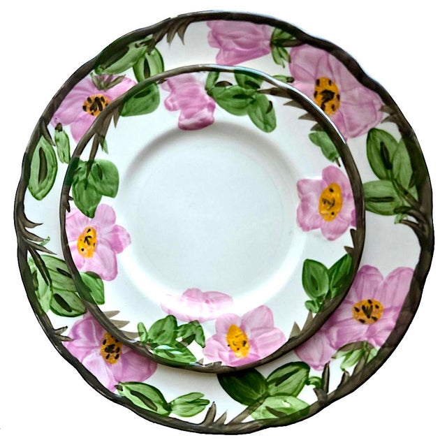 Offered is a set of 24 pieces, 12 each Dinner and Salad plates, of 20th century American iconic Franciscan Desert Rose,...
