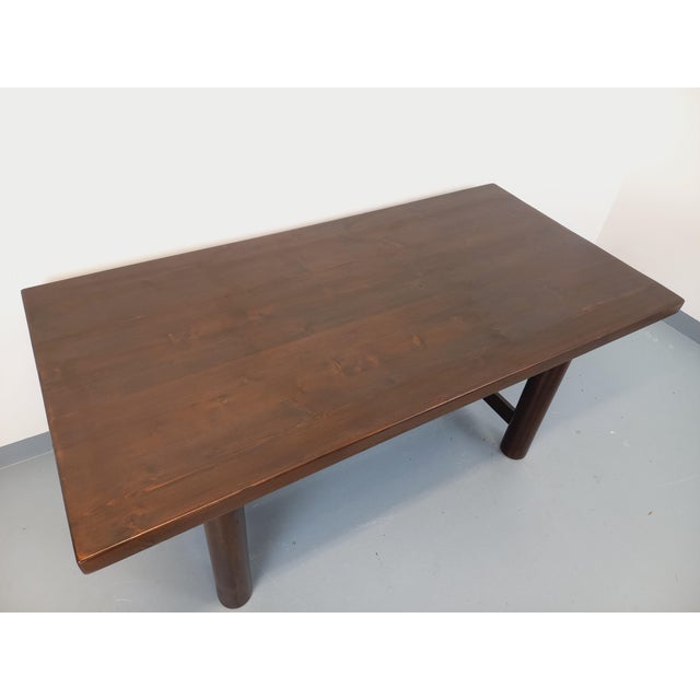 Wood Brutalist Rectangular Dining Table in Dark Pine by Georges Robert, 1950s-1960s For Sale - Image 7 of 18