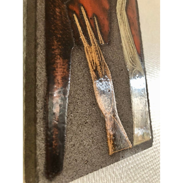 Enameled Lava Wall Plaque by Jean Jaffeux, 1960s For Sale - Image 6 of 8