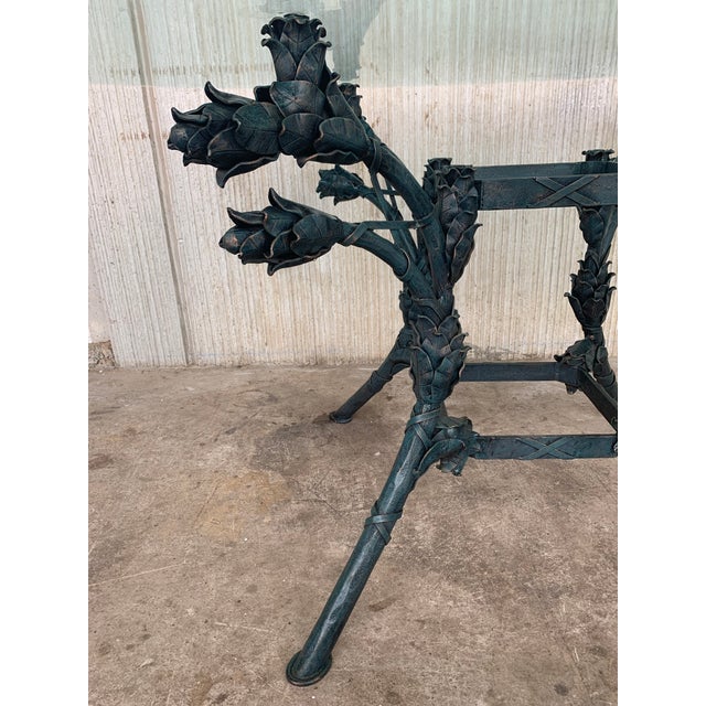 Antique Italian Neoclassical Ornamental Wrought Iron Center Table For Sale - Image 6 of 11