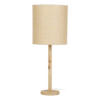 Lamia Natural Burl and Raffia Designer Table Lamp For Sale