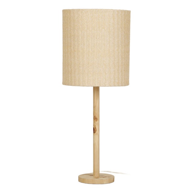 Lamia Natural Burl and Raffia Designer Table Lamp For Sale