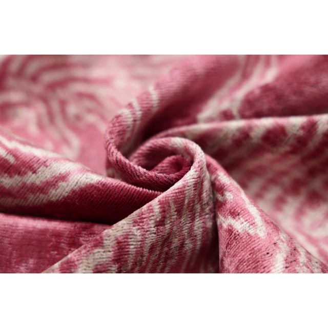 Mid-Century Modern Pink Zebra Silk Velvet Pillow 20x20 | Handmade Designer Accent Cushion For Sale - Image 3 of 8