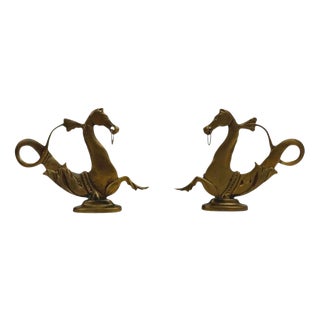 19th Century Fire Dogs Featuring Seahorses, 1880, Set of 2 For Sale