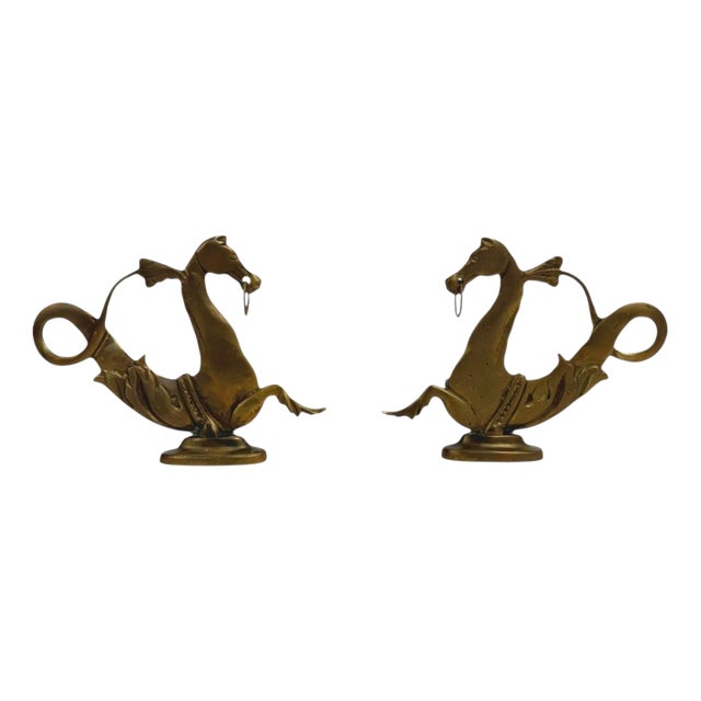 19th Century Fire Dogs Featuring Seahorses, 1880, Set of 2 For Sale
